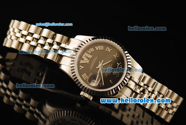 Rolex Datejust Automatic Movement ETA Coating Case with Chocolate Dial and Roman Numerals - Click Image to Close